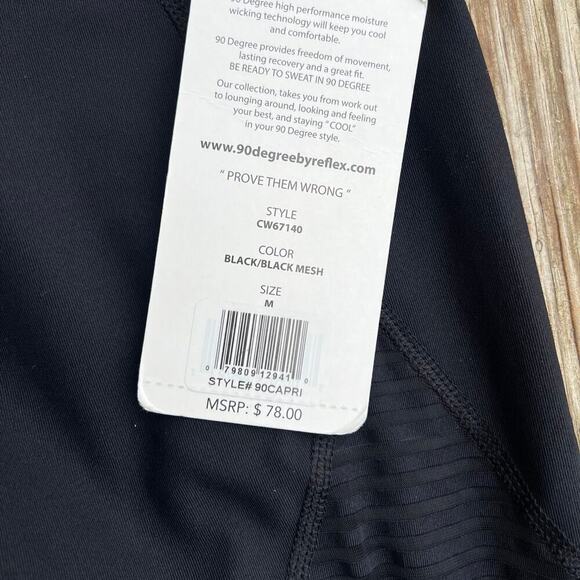 90 Degree by Reflex capri, leggings, black, women's size M - Picture 4 of 8